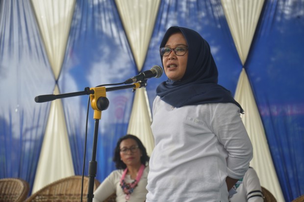 Ketua TP PKK Tanjung Jabung Timur, Wirdayanti menyampaikan sambutanya disalah satu acara